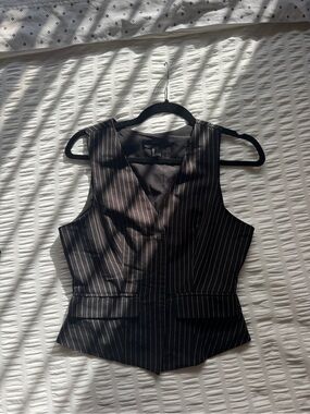 Forever 21 Black Pinstripe Women's Bodysuit Vest